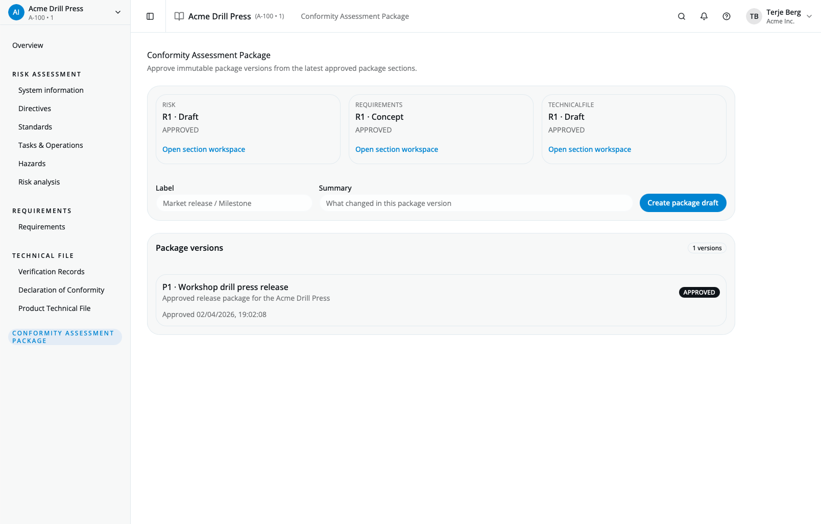 Status / progress dashboard