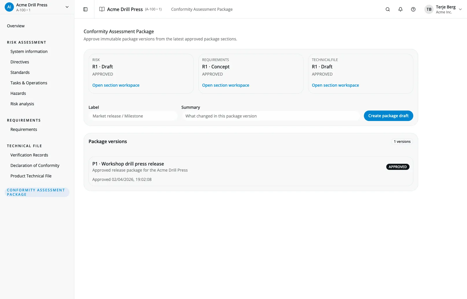Status / progress dashboard