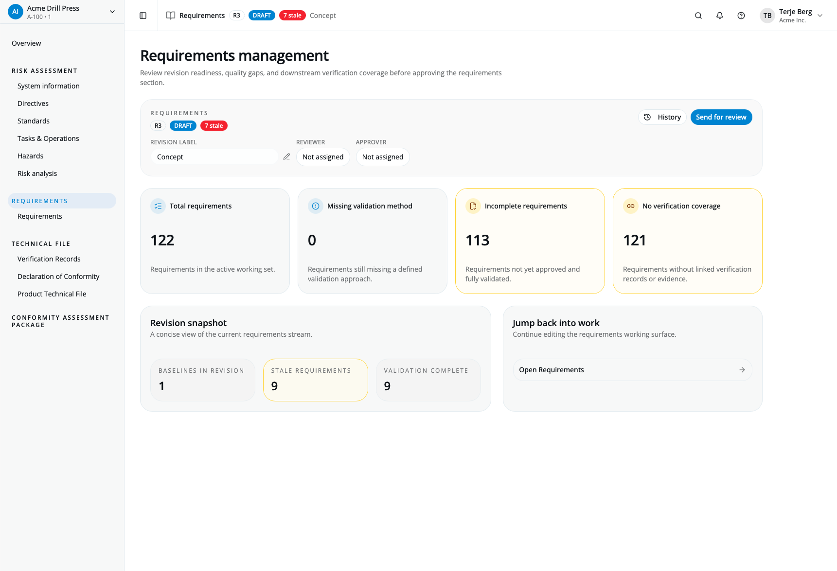 Requirements traceability view
