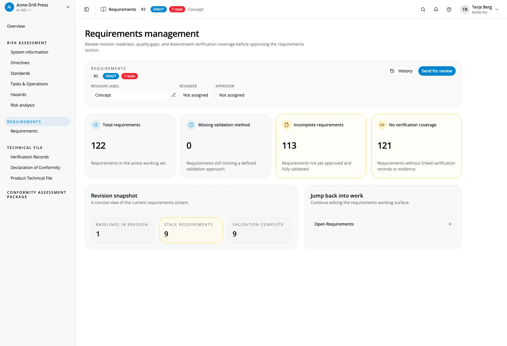 Requirements traceability view